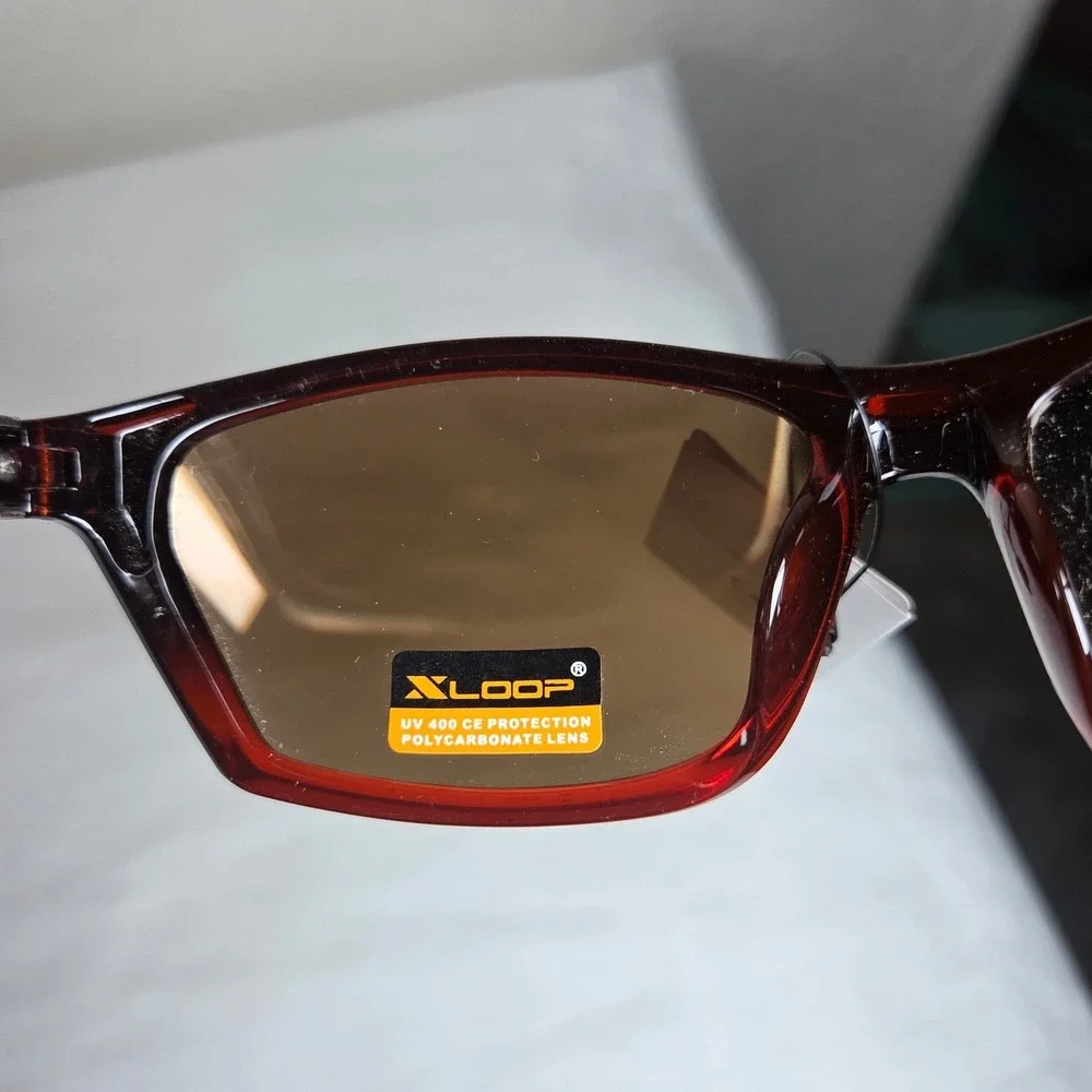 X-Loop Sport Sunglasses Mens Red Black Wrap Frame UV400 Polycarbonate Lens NEW
